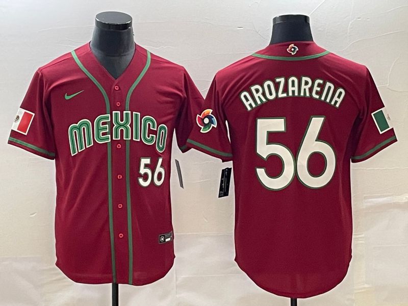 Men 2023 World Cub Mexico 56 Arozarena Red Nike MLB Jersey10